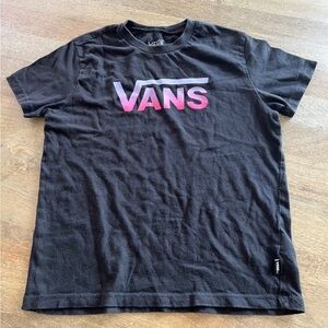 Vans Kids Black and Pink Logo T-Shirt - M